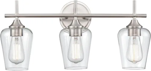 ML Lighting Ashford - 3 tocador de baño ligero, 10.25 pulgadas de alto y 22 pulgadas de ancho, acabado de níquel cepillado cepillado níquel