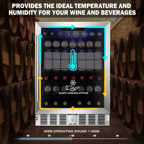 Miniatura 5 de COWSAR Enfriador de Vino Refrigerador Aprobado por ETL de 24 pulgadas Refrigerador de Vino Independiente o Integrado Refrigerador de Vino de 5.1