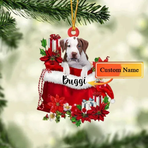 Miniatura 149 de Perro Akita Inu personalizado en bolsa de regalo, adorno de Navidad, nombre personalizado, regalo para amantes de los perros, familia, Navidad