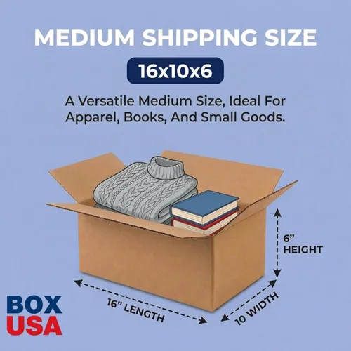 Miniatura 2 de BOX USA Cajas de envío de 16 pulgadas de largo x 10 pulgadas de ancho x 6 pulgadas de alto, paquete de 25 cajas de cartón corrugado medianas