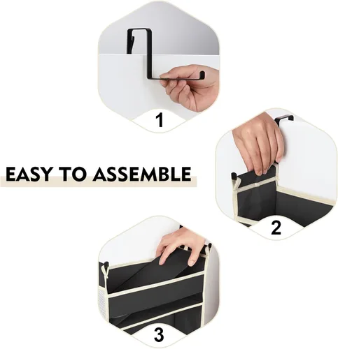 Miniatura 6 de Organizador para colgar sobre la puerta, 5 estantes y 10 bolsillos laterales, almacenamiento sobre la puerta para baño y dormitorio, organizadores
