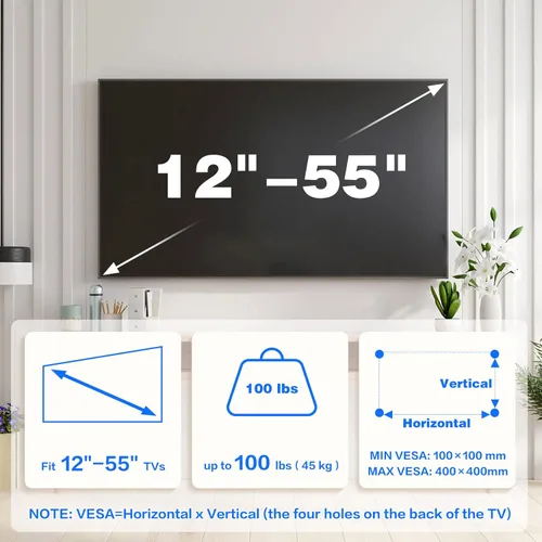 Miniatura 2 de Soporte de pared de TV sin tachuelas para paneles de yeso, soporte de pared para TV de 12 a 55 pulgadas, soporte de TV resistente con carga de hasta