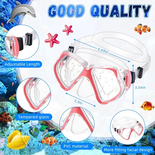 Miniatura 2 de Fabbay 3 gafas de natación con cubierta para la nariz, gafas de natación para adultos, esnórquel, paquete de gafas de natación para jóvenes, hombres