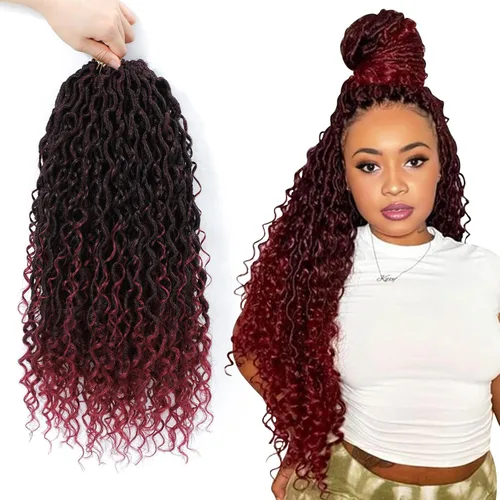 Miniatura 12 de 8 Paquetes de Rastas Falsas Bohemias de Ganchillo de 14 Pulgadas, Rastas Suaves de Ganchillo con Extremos Rizados, Pre-enrolladas, Cabello de 1B/27#