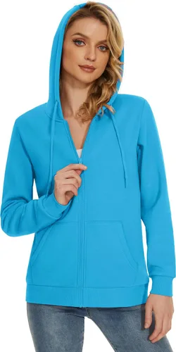 Miniatura 3 de TACVASEN Sudaderas con capucha y cremallera para mujer, ligera, de rizo francés, con cremallera completa y bolsillos