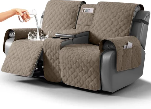 Miniatura 14 de TAOCOCO Funda para Sillón de Dos Plazas Reclinable 100% Impermeable con Consola Central, Funda de Sofá Reclinable Reversible para 2 Asientos