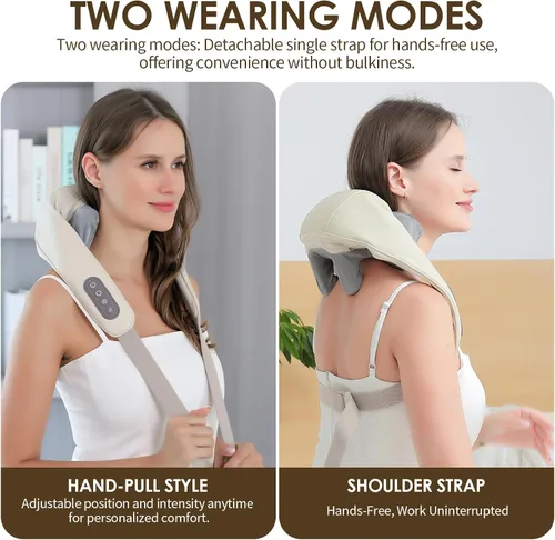 Miniatura 7 de Therapexa - Masajeador de cuello y hombros, masajeador de espalda para aliviar el dolor de tejido profundo, masajeador para dolor de cuello y Beige