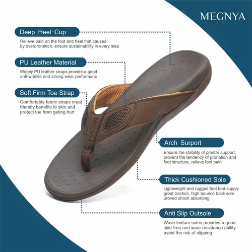 Miniatura 13 de MEGNYA Sandalias ortopédicas para hombre para fascitis plantar, sandalias atléticas con soporte para el arco, cómodas pantuflas para caminar