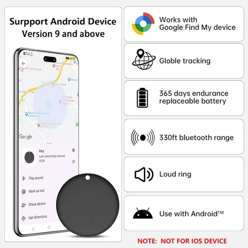 Miniatura 5 de Rastreador Bluetooth Android - Paquete de 2 localizadores de artículos que funcionan con Google Find My App (solo para Android), etiqueta