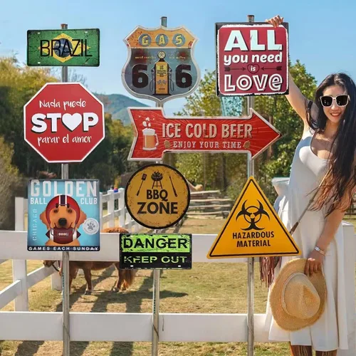 Miniatura 7 de Letreros personalizados para negocios al aire libre de metal con texto en inglés «Make Your Own 12X12» Letrero personalizado para jardines al aire