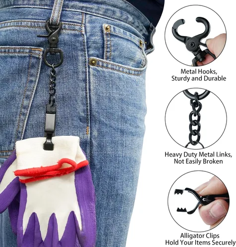 Miniatura 3 de MELOTOUGH Pinza de guante de metal para guantes de trabajo, clips de guantes de acero resistente para tácticas, esquí, campamento, actividades al