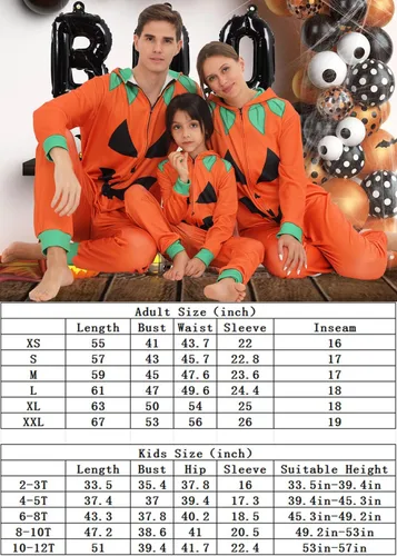 Miniatura 7 de Pijama familiar de Halloween para disfraz de calabaza para adultos, pijamas a juego para parejas y niños