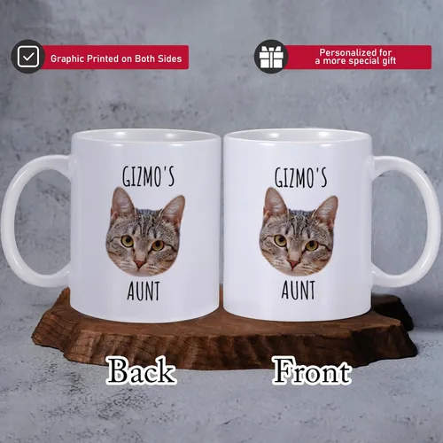 Miniatura 2 de Taza de café personalizada para gatos, taza de foto de gato personalizada, taza de café de tía de gato, taza de café personalizada para mascotas