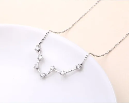 Miniatura 4 de Dije de astrología en plata esterlina de 925 con circonias cúbicas, 12 constelaciones de los signos del horóscopo. Regalo de cumpleaños para mujeres