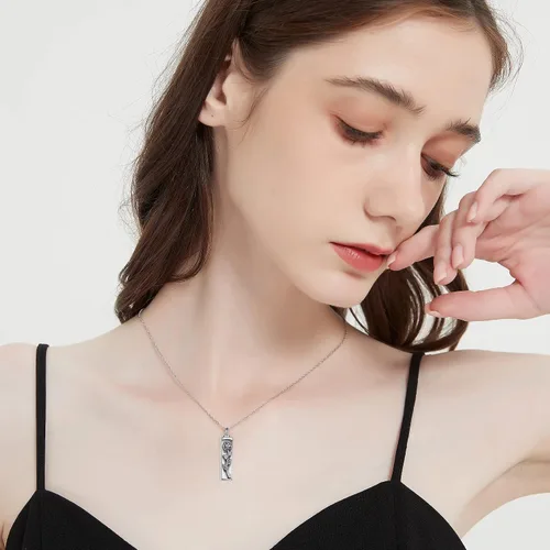 Miniatura 4 de Collar con colgante de urna de cremación de árbol de la vida celta para mujer, plata de ley US1