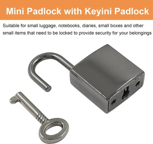 Miniatura 5 de Piutouyar Mini cerradura con llave, cerradura de equipaje pequeña, candado pequeño con llaves, cerradura de diario de metal, cerradura de bronce