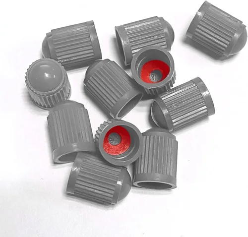 Miniatura 5 de 30 tapas de válvula de neumático, tapas de aire de plástico a prueba de polvo para neumáticos de automóvil, cubiertas herméticas de vástago con Gris