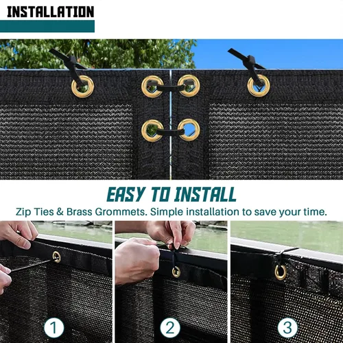 Miniatura 6 de TANG Malla de Privacidad para Cerca Gris 6' x 50' Paneles de Cercado Exterior Tela de Sombra de Bloqueo con Ojales y Bridas, Pantalla contra Viento