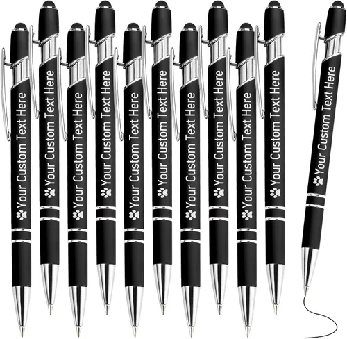 Miniatura 13 de STREADVE Bolígrafos personalizados personalizados con nombre grabado, logotipo, texto, bolígrafos de escritura suave, regalo personalizado para Negro