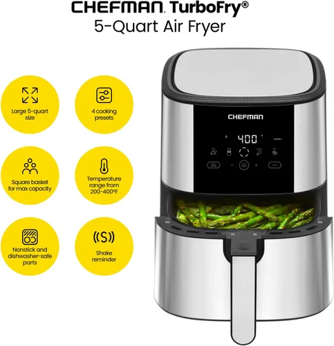 Miniatura 6 de CHEFMAN Freidora de aire digital multifuncional+paquete de asador con freidora de aire TurboFry Touch
