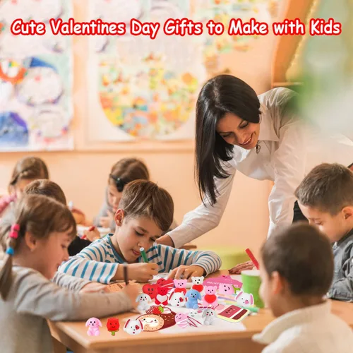 Miniatura 6 de JIALWEN Paquete de 32 juguetes esponjosos Mochi para niños, juguetes para ansiedad esponjosos, regalos de San Valentín, tarjetas de felicitación