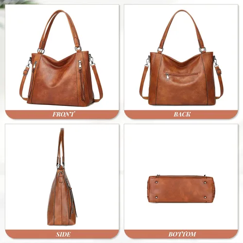 Miniatura 2 de UBORSE Bolsas de mano para mujer, bolsos y bolsos de mano con asa superior, bolso de hombro suave, bolso de mano para mujer, de cuero vegano, juego