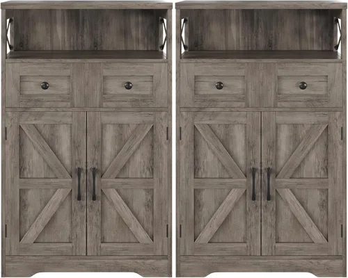 Miniatura 17 de Befrases - Gabinete de almacenamiento de casa rural con cajones y estante, aparador independiente para cocina, sala de estar, oficina en casa, gris