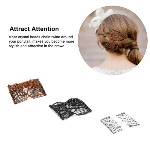 Miniatura 5 de 3 piezas de accesorios para el cabello con cuentas elásticas vintage mágicas para mujeres, señoras, niñas, pinzas elásticas para el cabello