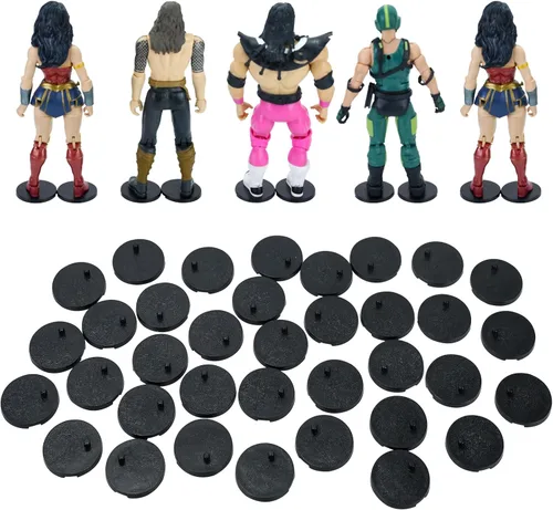 Miniatura 9 de SIXPOINTS 70 piezas de soporte para figuras de acción de 6 pulgadas, base de plástico negro, soportes de soporte de modelo compatibles con figuras