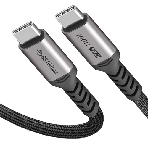 Miniatura 8 de Cable corto USB C a USB C (paquetes de 2 paquetes de 1.5 pies), 3.1 Gen 2 10Gbps 100W 4K USBC Video Cable de carga rápida de transferencia de datos