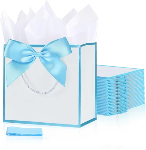 Miniatura 29 de 10 bolsas de regalo con papel de seda de 8 x 4 x 11 pulgadas. Kraft 8