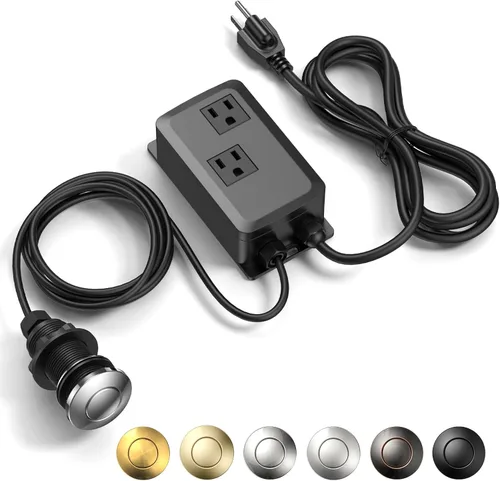Miniatura 14 de Kit de interruptor de aire para eliminación de basura ANWOLL - Profesional - Doble salida, interruptor de encendido/apagado para desagüe en la parte