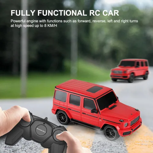 Miniatura 4 de Coche de control remoto a escala 1:24 para Mercedes G63, modelo de autos RC de 2.4 GHz, vehículo eléctrico de carreras deportivas, regalo para Rojo