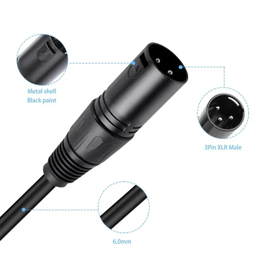 Miniatura 4 de Paquete de 2 cables de micrófono XLR macho de 3 pines a 5 pines XLR hembra, DMX512, 1 pies (1.0 ft), cable adaptador de cable DMX para mezclador