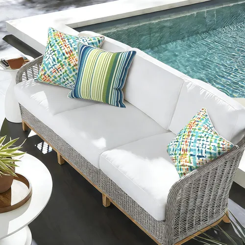 Miniatura 853 de Juego de 2 almohadas para exteriores de 16 x 16 pulgadas, repelentes al agua con interiores, para muebles de patio, hogar, jardín, geometría bohemia