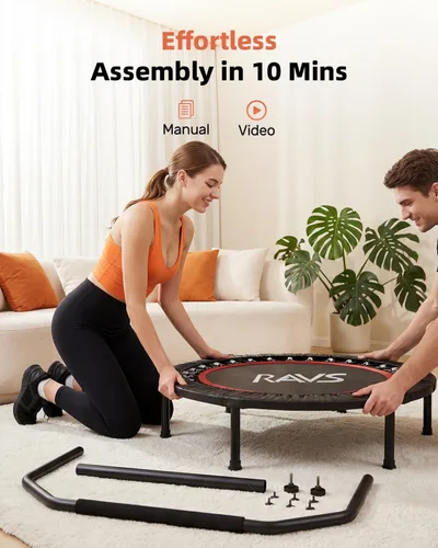 Miniatura 7 de Mini trampolín plegable para adultos y niños de 40 pulgadas con barra de espuma ajustable para entrenamiento en interiores