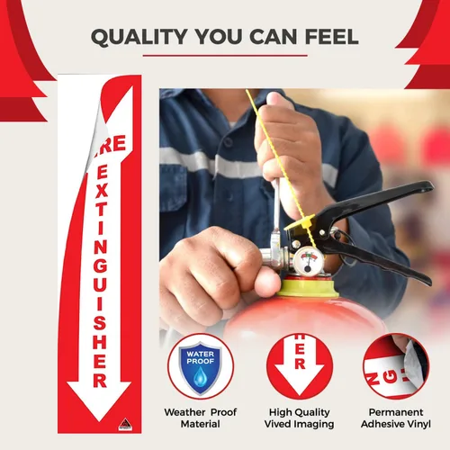Miniatura 3 de Calcomanías prémium para extintor de incendios [4 unidades] – Vinilo adhesivo permanente extrema protección UV resistente a la intemperie – Uso
