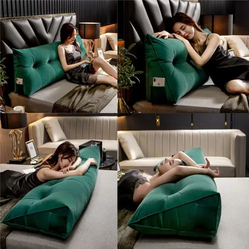 Miniatura 7 de Almohada triangular grande para cabecero beige con cuña para cama, almohada de lectura, respaldo de posicionamiento, cojín con funda extraíble