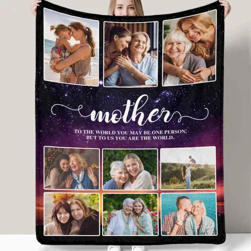 Miniatura 15 de D-Story Manta personalizada para el día de la madre con fotos: fabricada en Estados Unidos, regalos personalizados de hija e hijo, manta de fotos