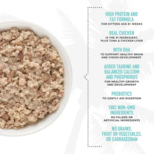 Miniatura 6 de Tiki Cat Baby, Trozos de Pollo, Atún y Hígado de Pollo, Alimento Húmedo para Gatitos de Alta Proteína y Sabroso de 8 Semanas en Adelante, Latas