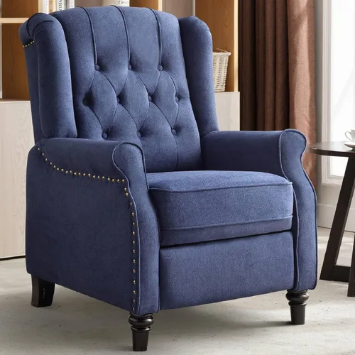 CANMOV Silla Reclinable de Empuje hacia Atrás, Silla Decorativa, Sillón Reclinable de Mediados de Siglo con Respaldo Alto, Silla Reclinable de Tela
