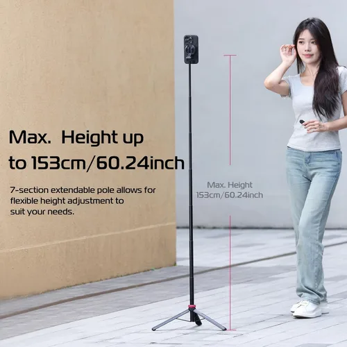 Miniatura 4 de ULANZI Palo de Selfie Magnético de 61'' Trípode para Teléfono con Control Remoto Inalámbrico, Soporte Extensible para Teléfono Celular, Compatible