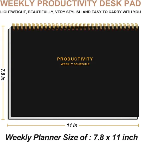 Miniatura 6 de Agenda semanal de productividad – 8 x 11 pulgadas, bloc/planificador de escritorio, seguimiento de hábitos, planificador semanal sin fecha