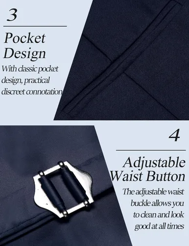 Miniatura 5 de COOFANDY Chaleco de traje para hombre, ajustado, chaleco formal de negocios, chaleco de vestir casual