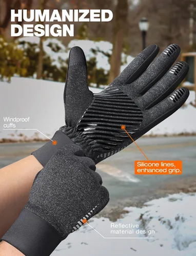 Miniatura 4 de rivmount Guantes cálidos de invierno para hombres y mujeres, pantalla táctil y antideslizantes, perfectos para ciclismo, correr, viajar, conducir