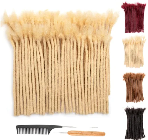 Miniatura 51 de DAIXI 0.2cm y 0.4cm y 0.6cm y 0.8cm de grosor 4-18 pulgadas 10 hebras extensiones de rastas de cabello humano 100% real para hombres/mujeres