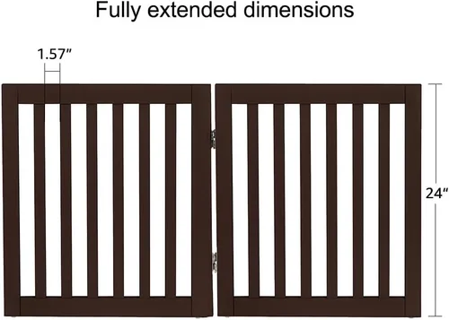 Miniatura 5 de unipaws Puerta para mascotas independiente de 24" de altura para perro y gato, puertas de madera para perros para entrada, escaleras, valla plegable