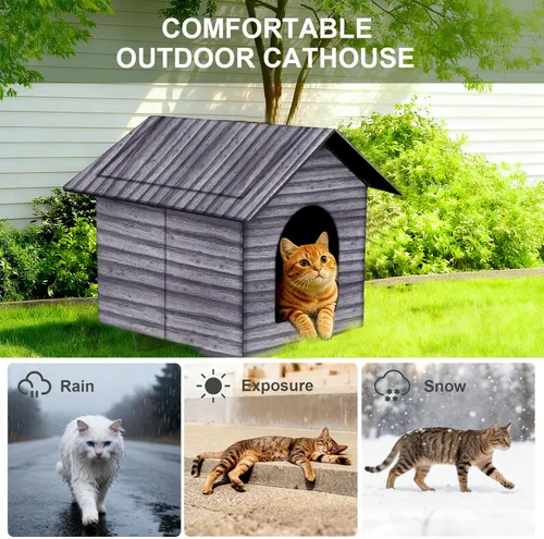 Miniatura 3 de Casa para Gatos de Exterior Casa para Gatos para Uso en Exteriores e Interiores - Refugio Impermeable para Gatos, Perros y Animales Ferales