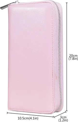Miniatura 5 de Easyoulife Tarjetero de cuero genuino para mujer con 36 ranuras de seguridad RFID, L