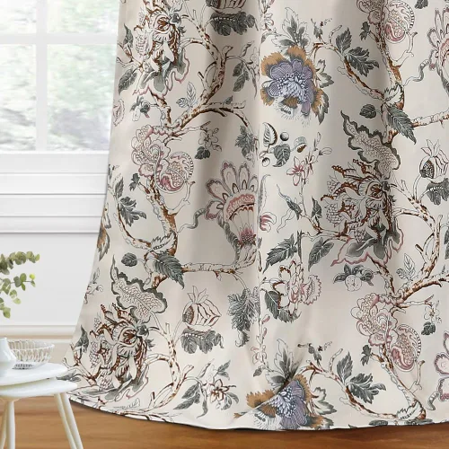 Miniatura 13 de H.VERSAILTEX Cortinas opacas de 63 pulgadas de largo, juego de 2 paneles de cortinas con estampado floral para sala de estar, cortinas de ventana